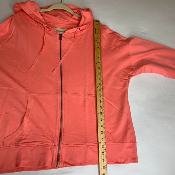Seed to Style Organic Cotton Solid French Terry Zip-Up Hoodie Coral Large NWT - Picture 10 of 14